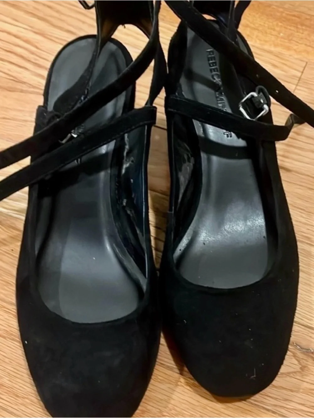 Rebecca Minkoff Black Strappy Block Heel Sandals